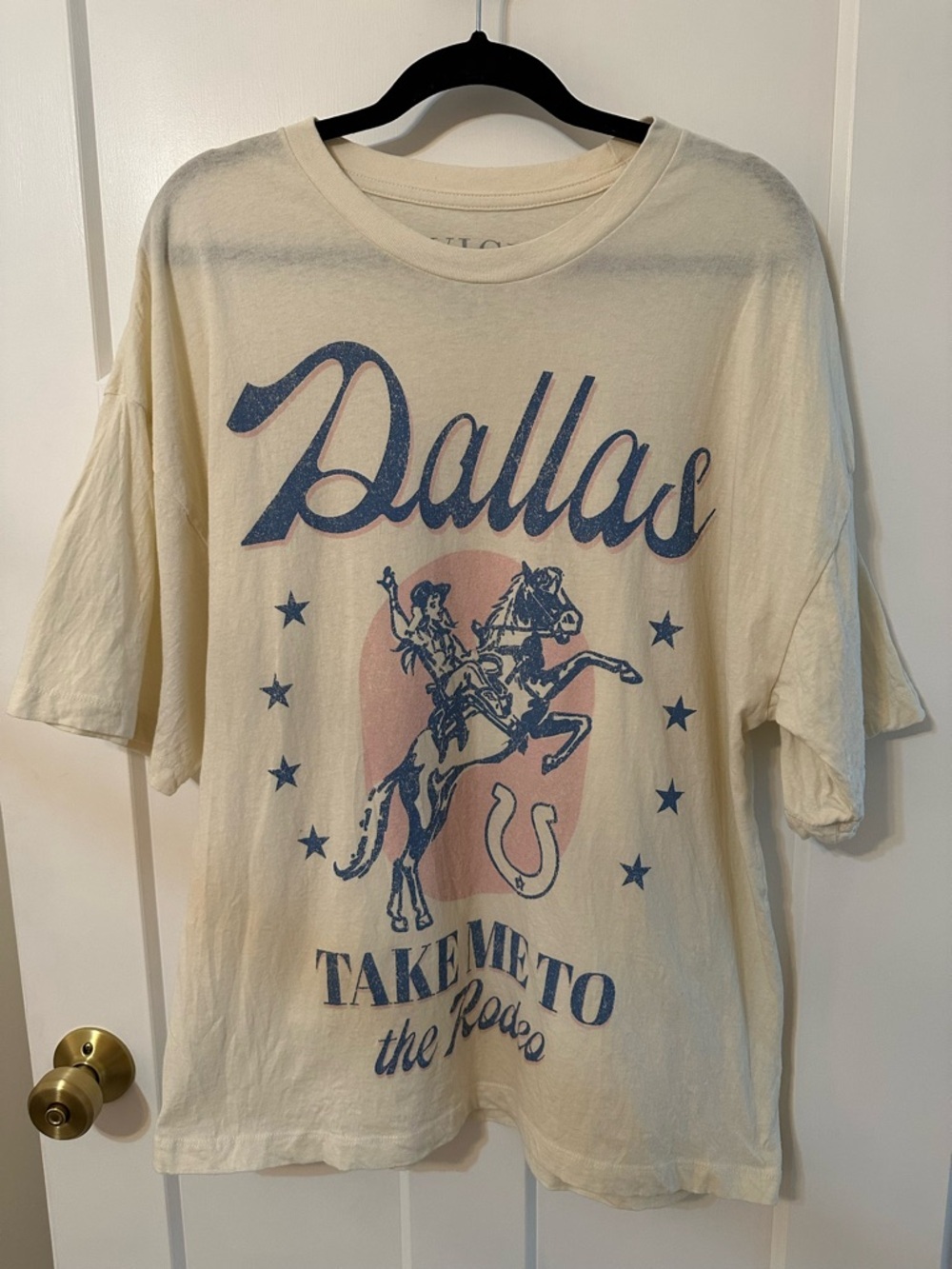 Vici Cream Dallas Rodeo Graphic Tee with Blue and Pink Print